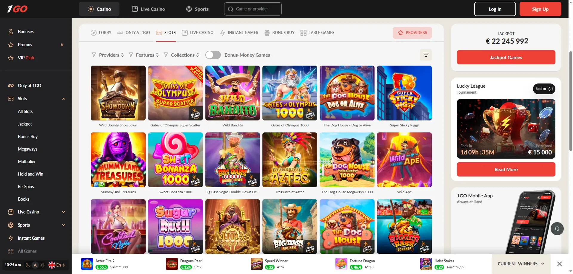1GO Casino mobile slots — 11000+ games on your phone